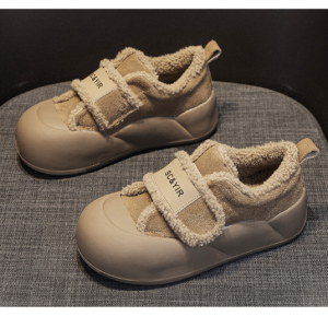 Velvet warm imitation lamb wool frosted leather casual and fashionable Velcro women's shoes